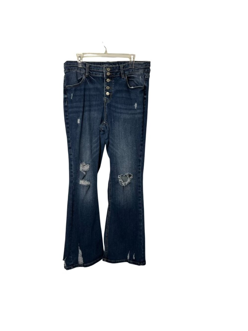 M Jeans by Maurices Flare Jeans Womens 16W High Rise Button Fly Distressed Used